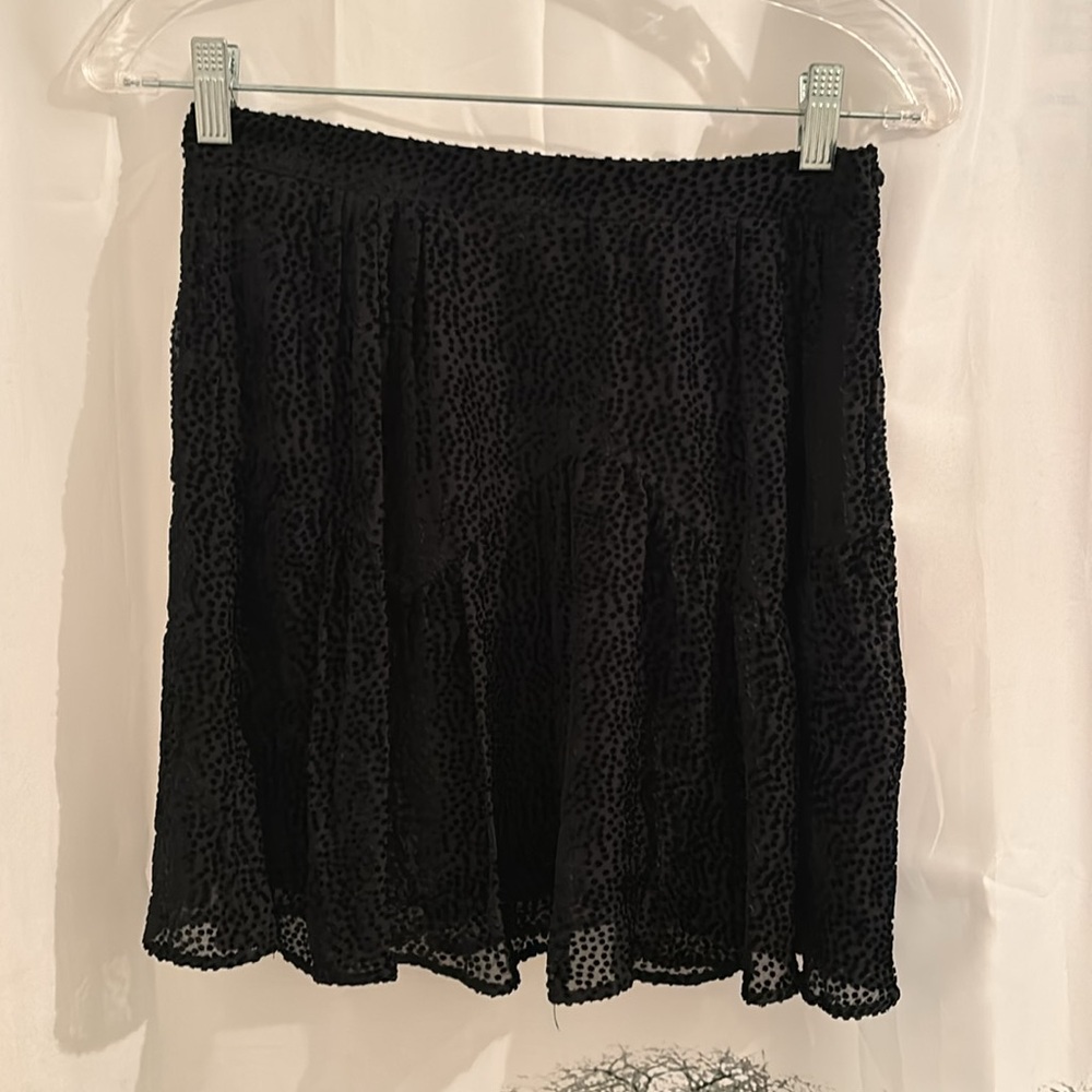 The Kooples Flowing Short Black Polka Dot Print Skirt (Size 1 FR = Size 4 USA)